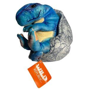 Wild Republic Dinosauria IV Baby Egg T-Rex Plush Toy Blue & Gray